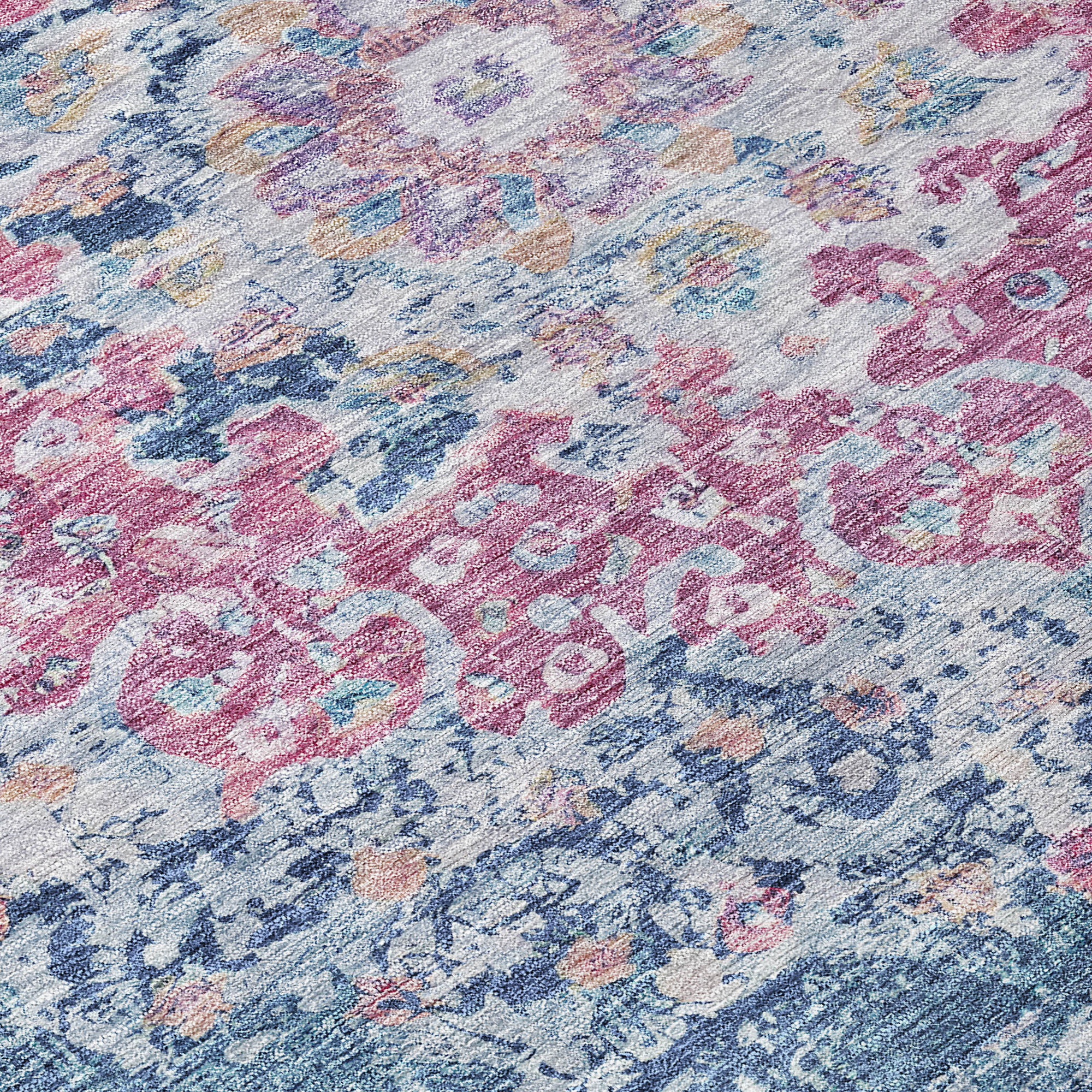 10' X 14' Blue Floral Medallion Washable Indoor Outdoor Area Rug - Sports & Outdoor