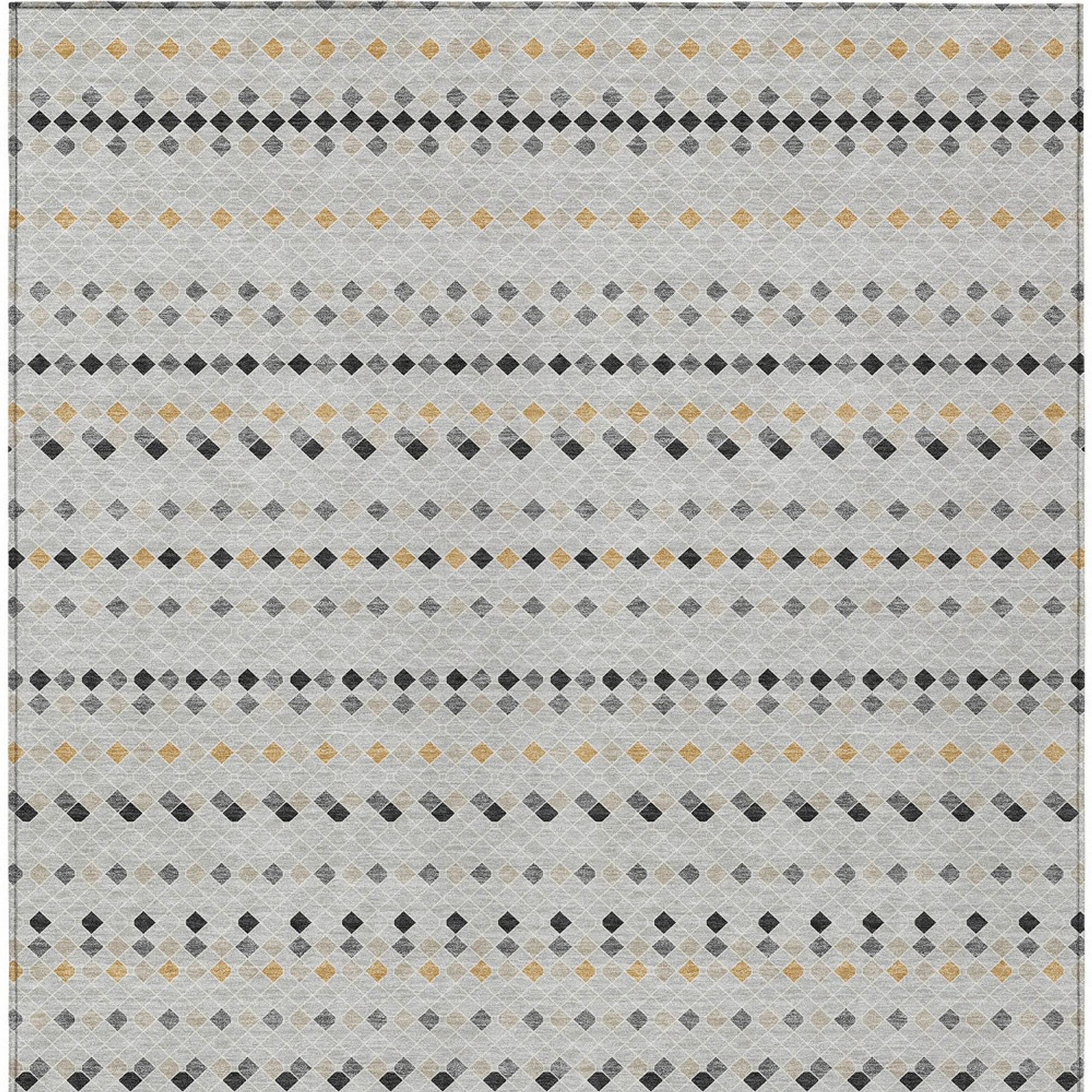 10' X 14' Silver And Gray Striped Washable Indoor Outdoor Area Rug - Sports & Outdoor