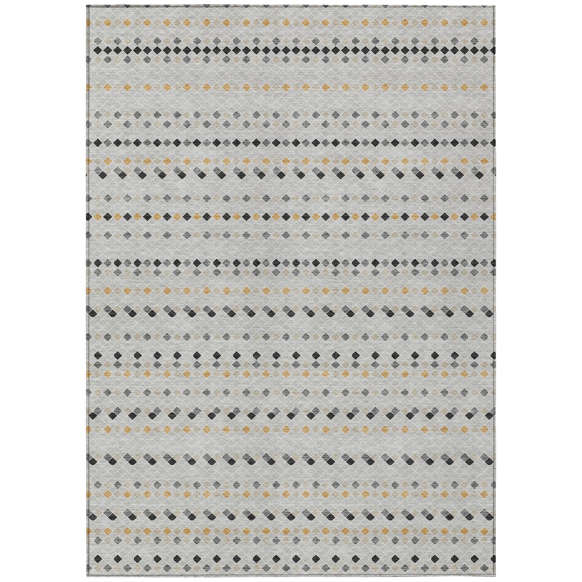 10' X 14' Silver And Gray Striped Washable Indoor Outdoor Area Rug - Sports & Outdoor