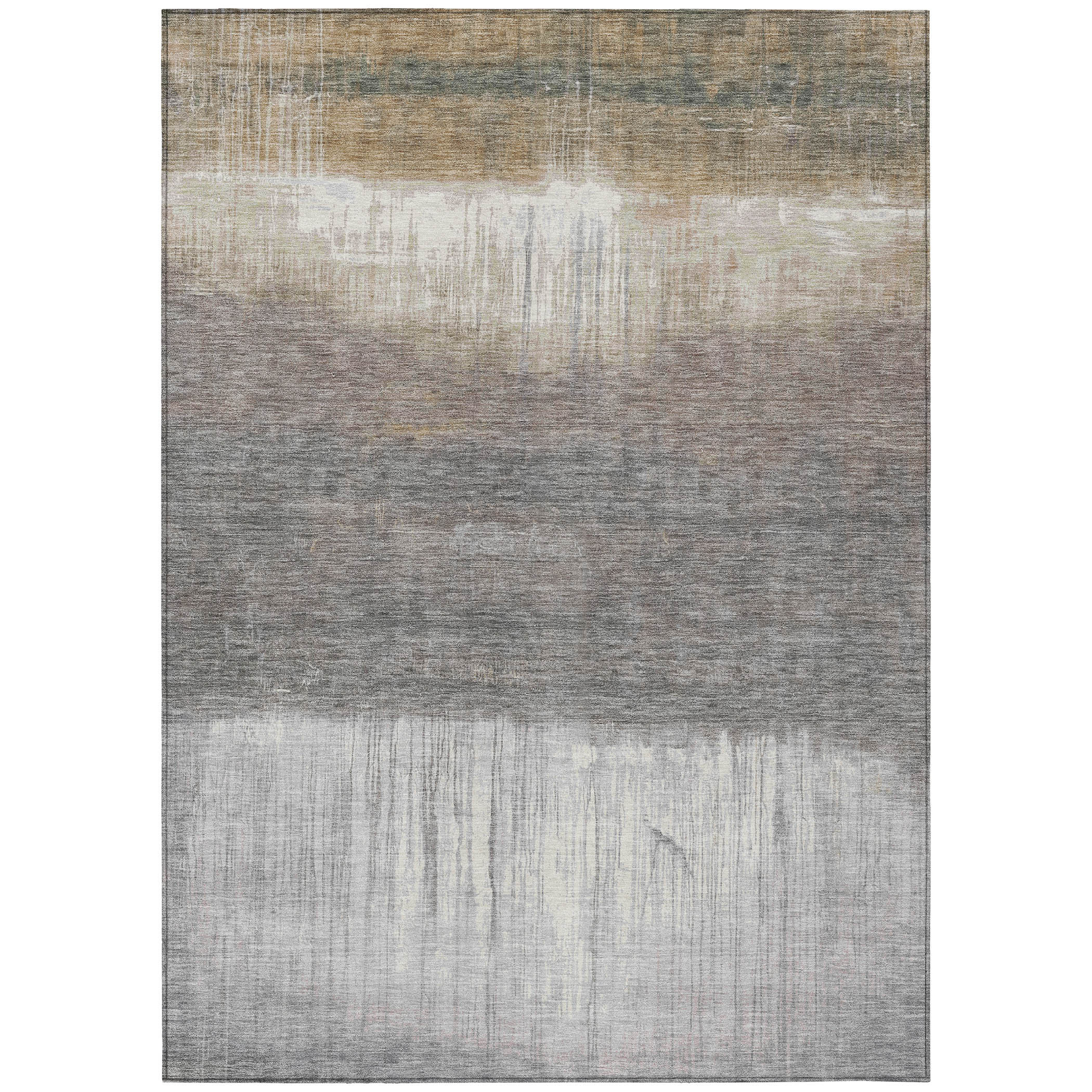 10' X 14' Taupe And Gray Abstract Washable Indoor Outdoor Area Rug - Sports & Outdoor