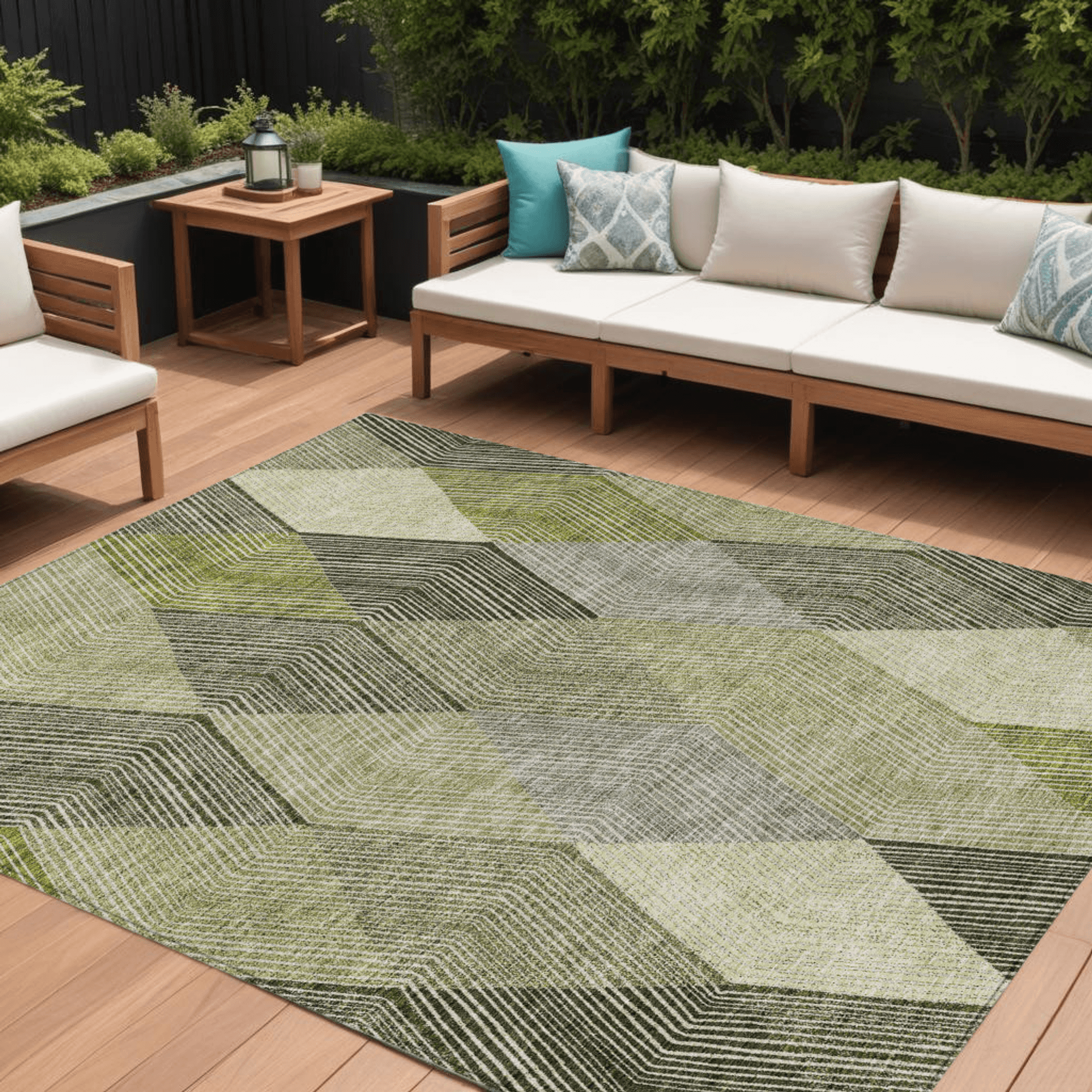 10' X 14' Olive Green Gray And Ivory Argyle Washable Indoor Outdoor Area Rug - Sports & Outdoor