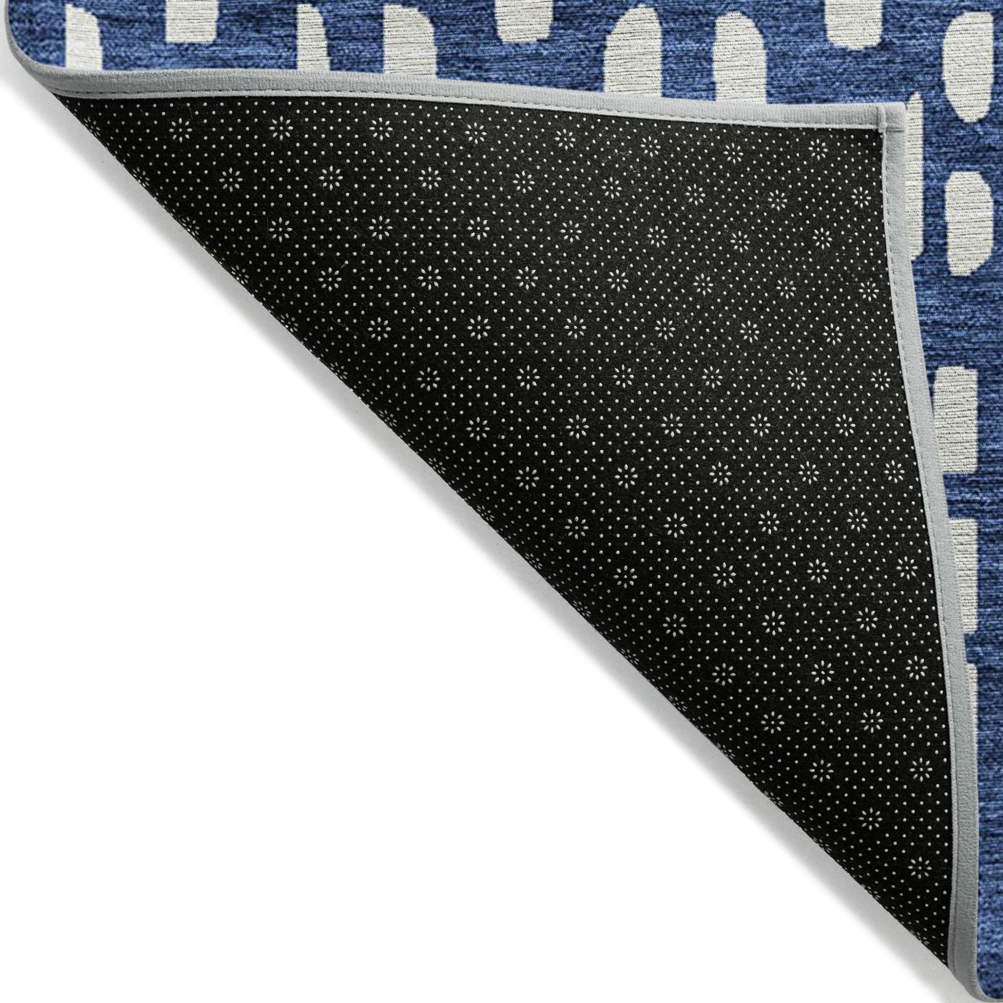 10' X 14' Navy Blue And Ivory Geometric Washable Indoor Outdoor Area Rug - Sports & Outdoor