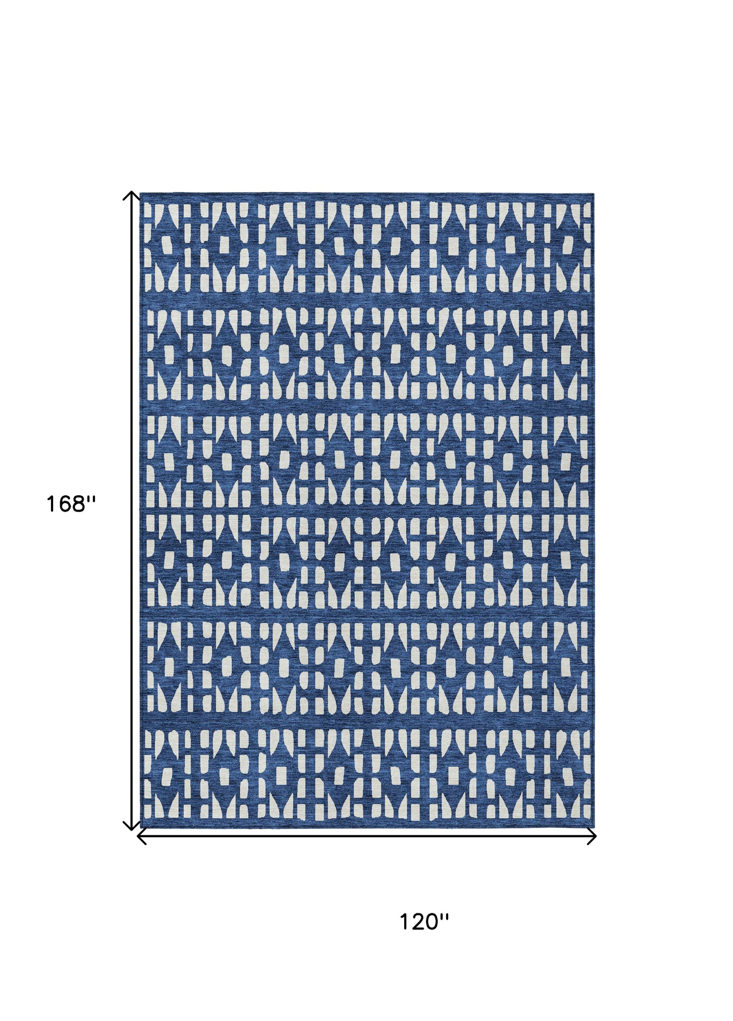 10' X 14' Navy Blue And Ivory Geometric Washable Indoor Outdoor Area Rug - Sports & Outdoor