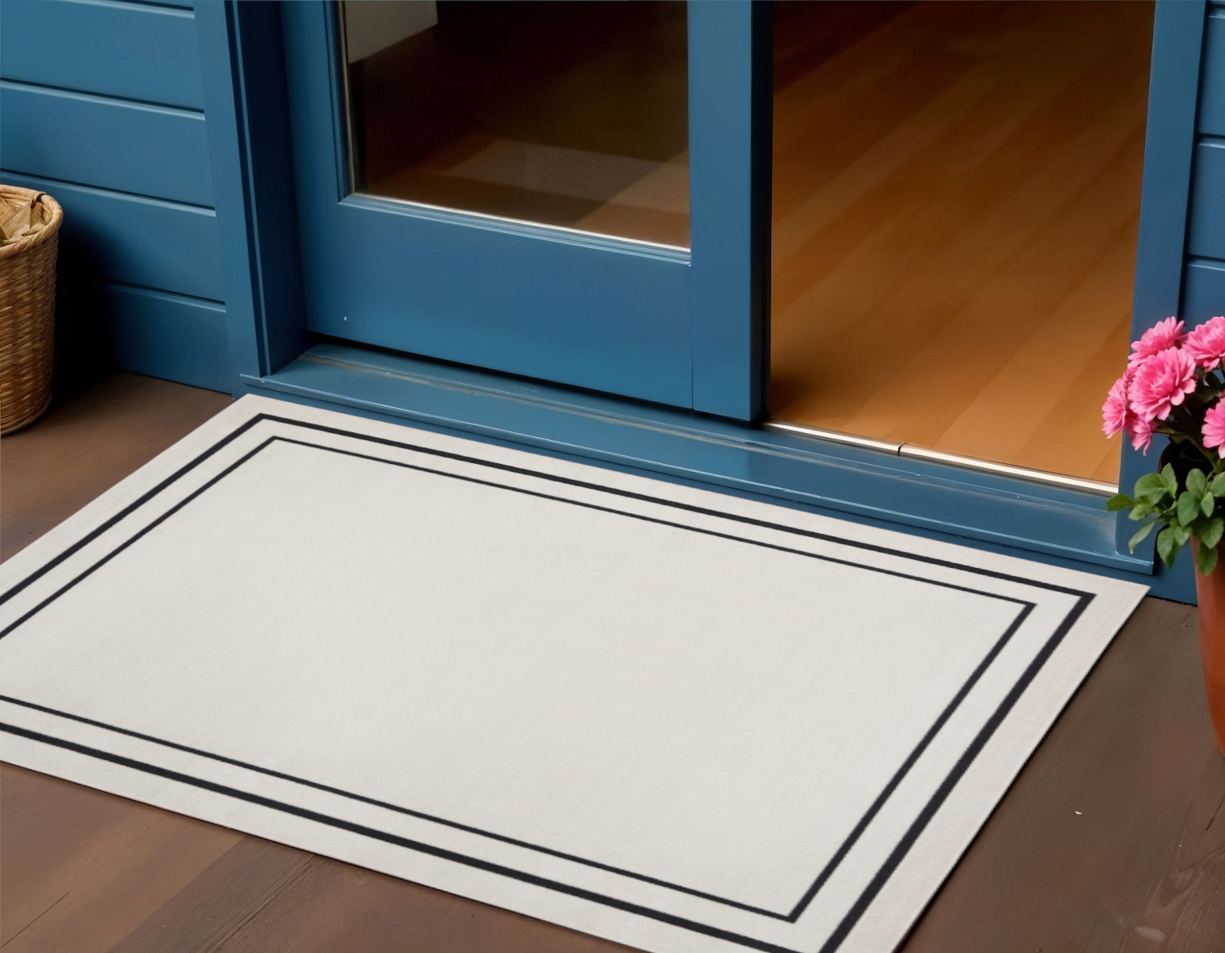 2' X 4' Ivory And Black Indoor Outdoor Area Rug - Sports & Outdoor