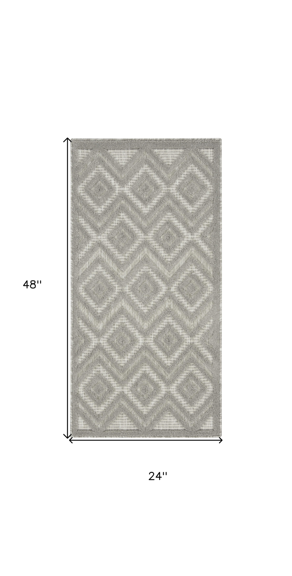 2' X 4' Silver And Gray Geometric Indoor Outdoor Area Rug - Sports & Outdoor