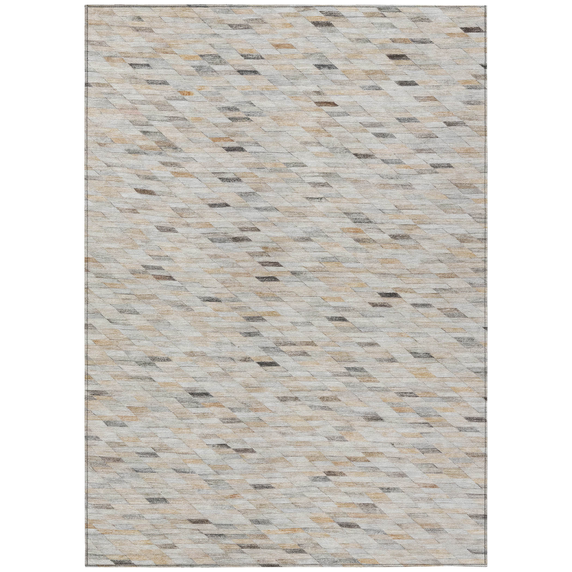 10' X 14' Linen And Gray Geometric Washable Indoor Outdoor Area Rug - Sports & Outdoor