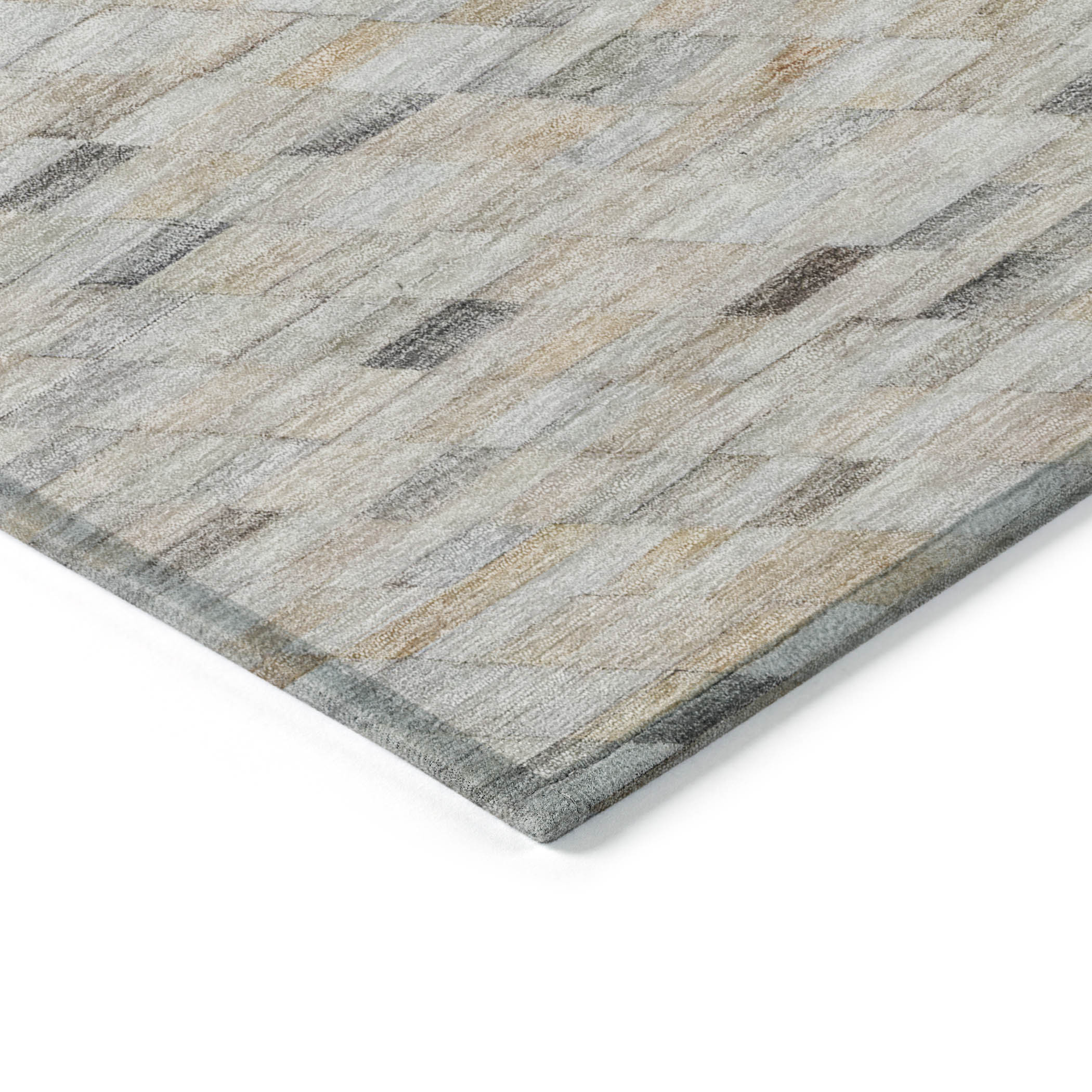 10' X 14' Linen And Gray Geometric Washable Indoor Outdoor Area Rug - Sports & Outdoor