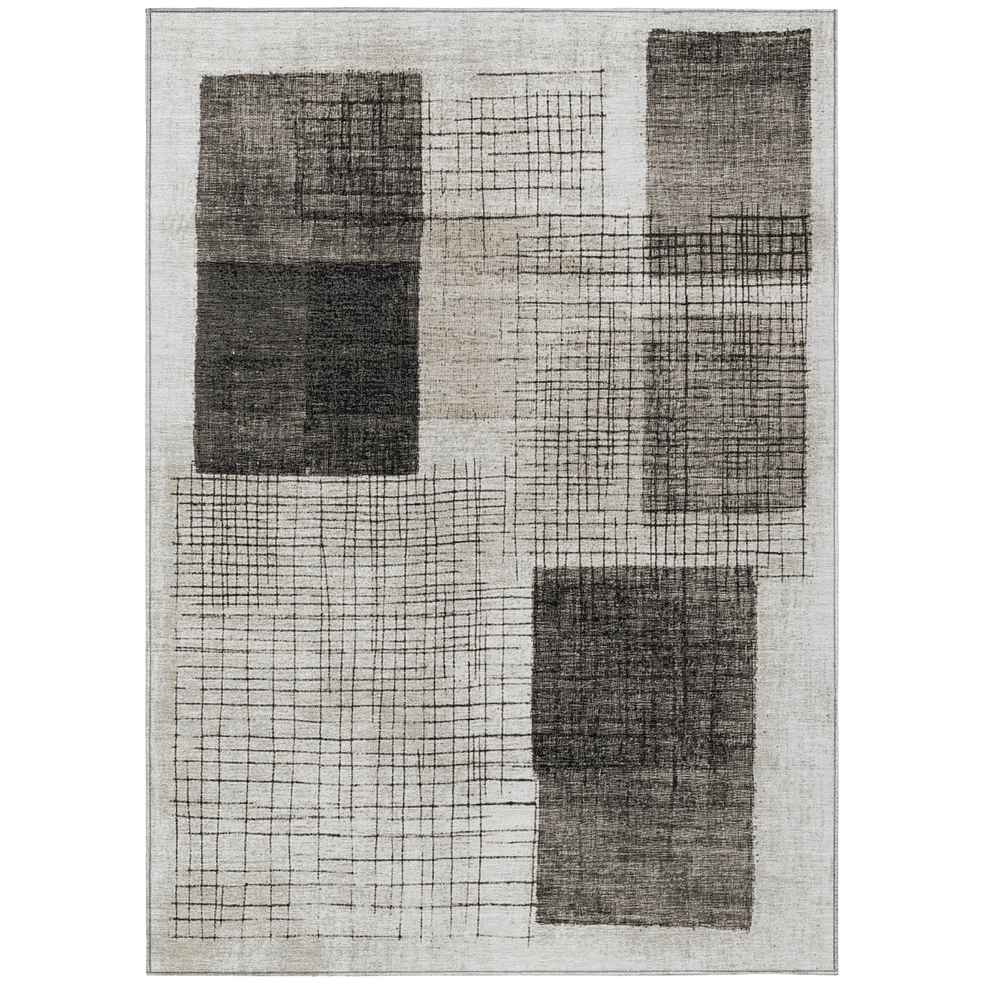 10' X 14' Ivory And Black Geometric Washable Indoor Outdoor Area Rug - Sports & Outdoor