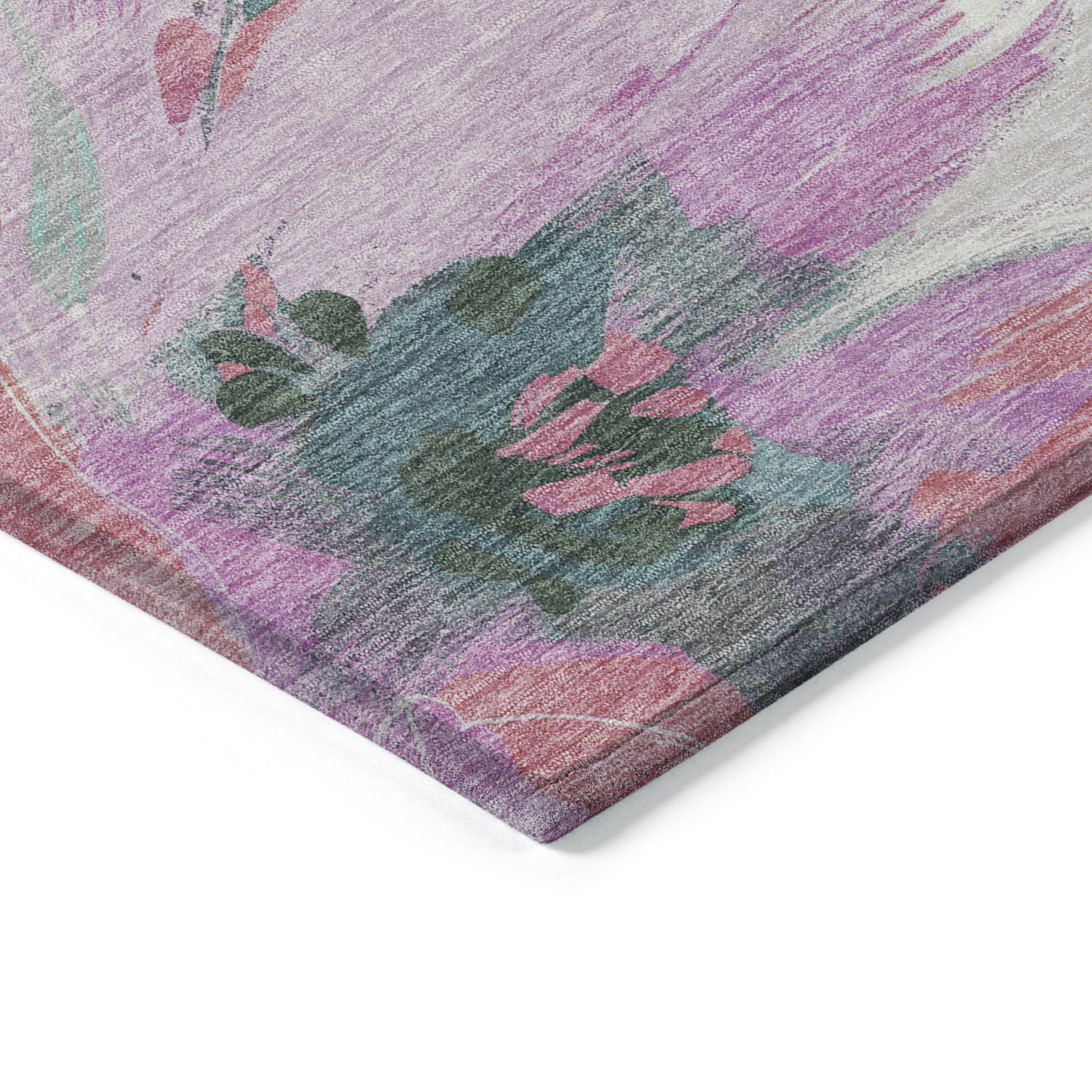 10' X 14' Teal Blue And Aqua Floral Washable Indoor Outdoor Area Rug - Sports & Outdoor