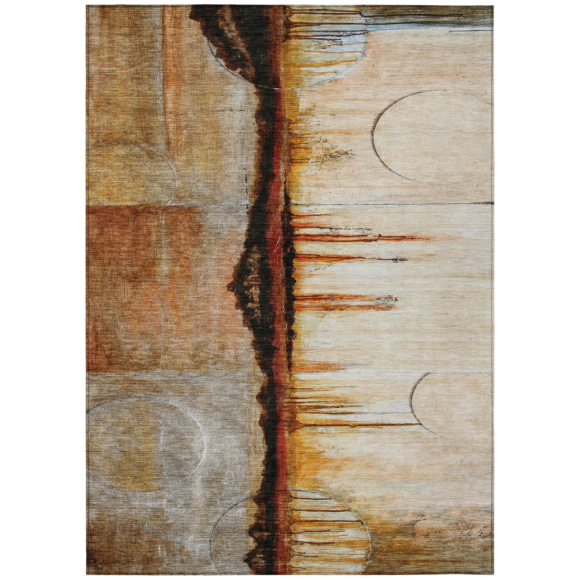 10' X 14' Rust And Charcoal Abstract Washable Indoor Outdoor Area Rug - Sports & Outdoor