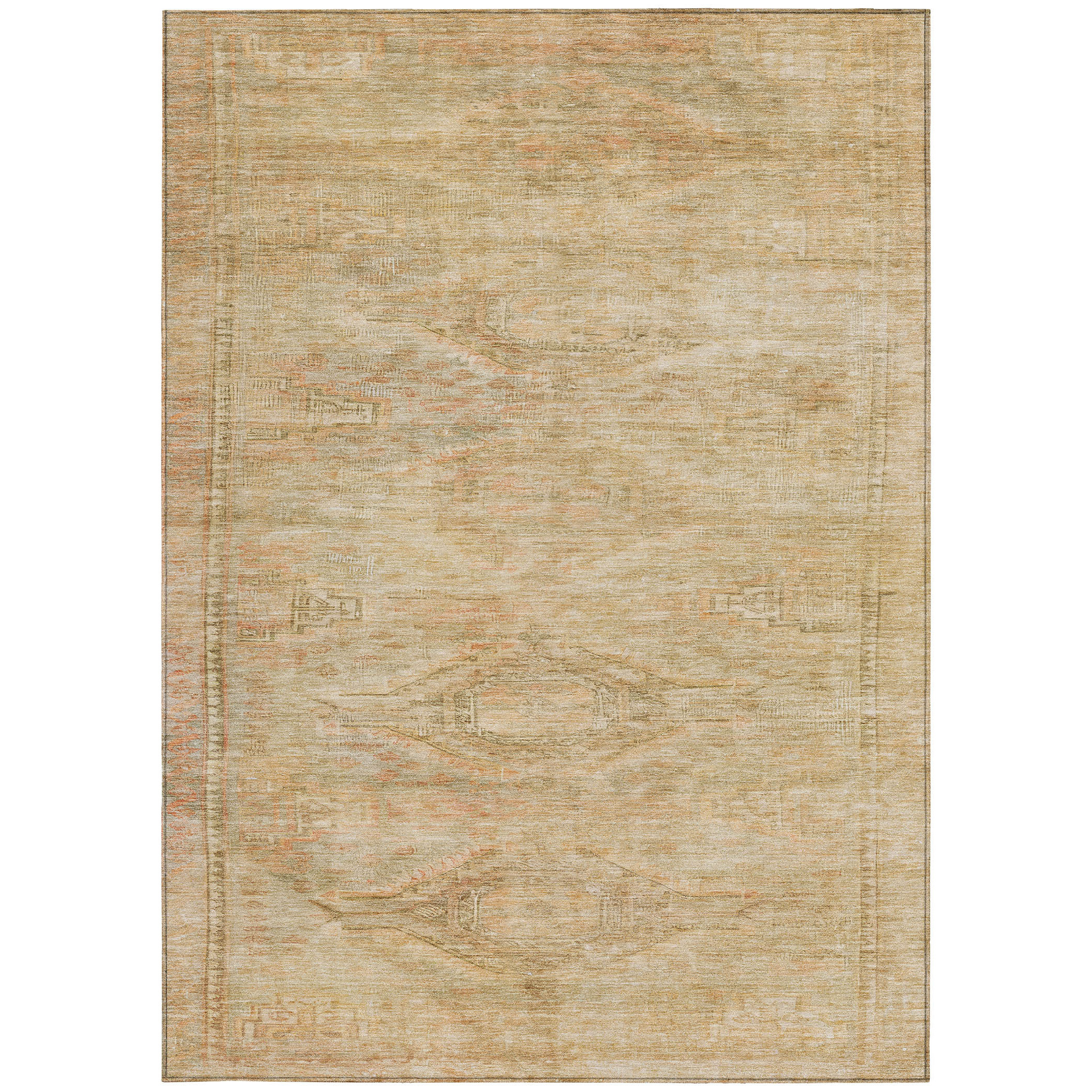 10' X 14' Linen And Wheat Aztec Washable Indoor Outdoor Area Rug - Sports & Outdoor