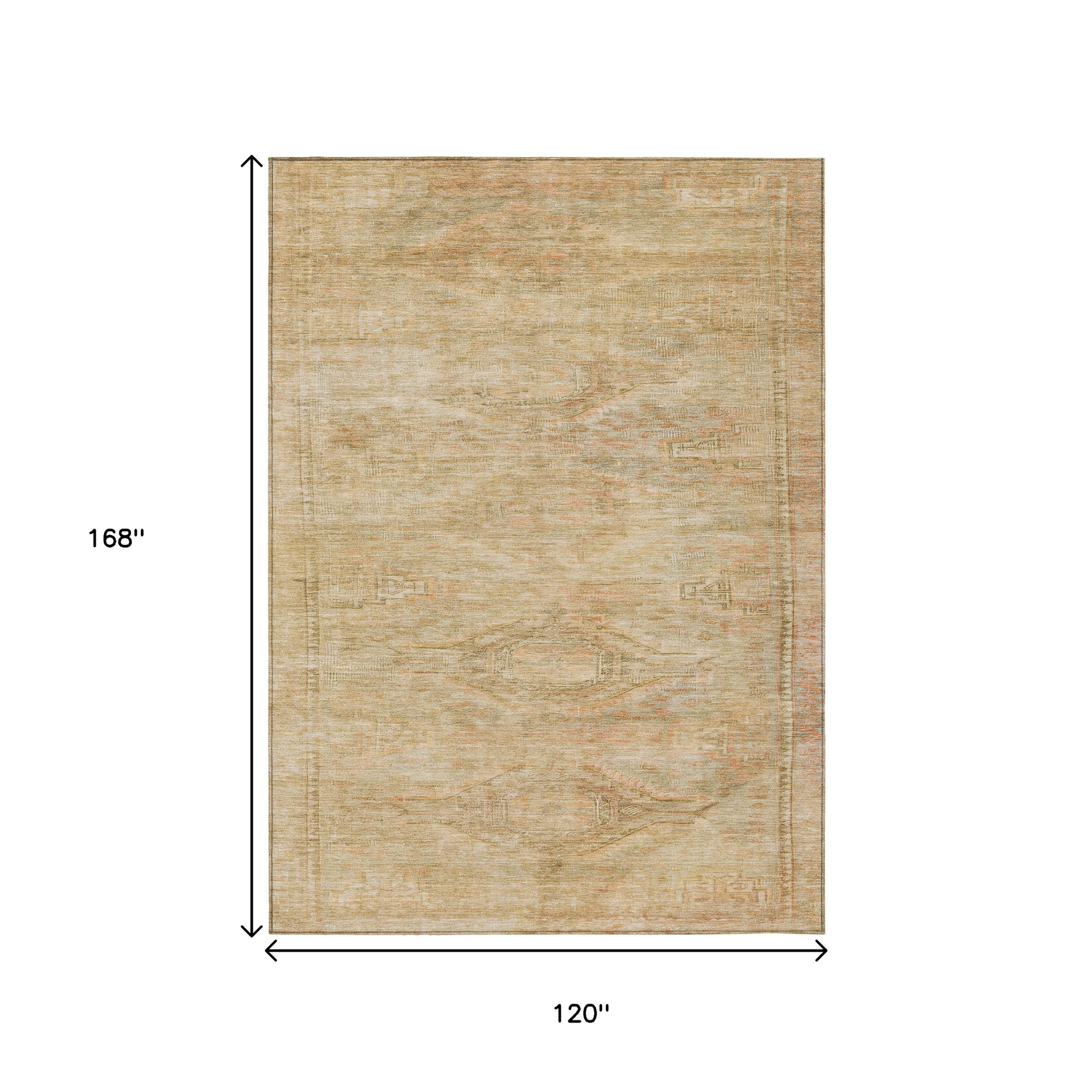 10' X 14' Linen And Wheat Aztec Washable Indoor Outdoor Area Rug - Sports & Outdoor