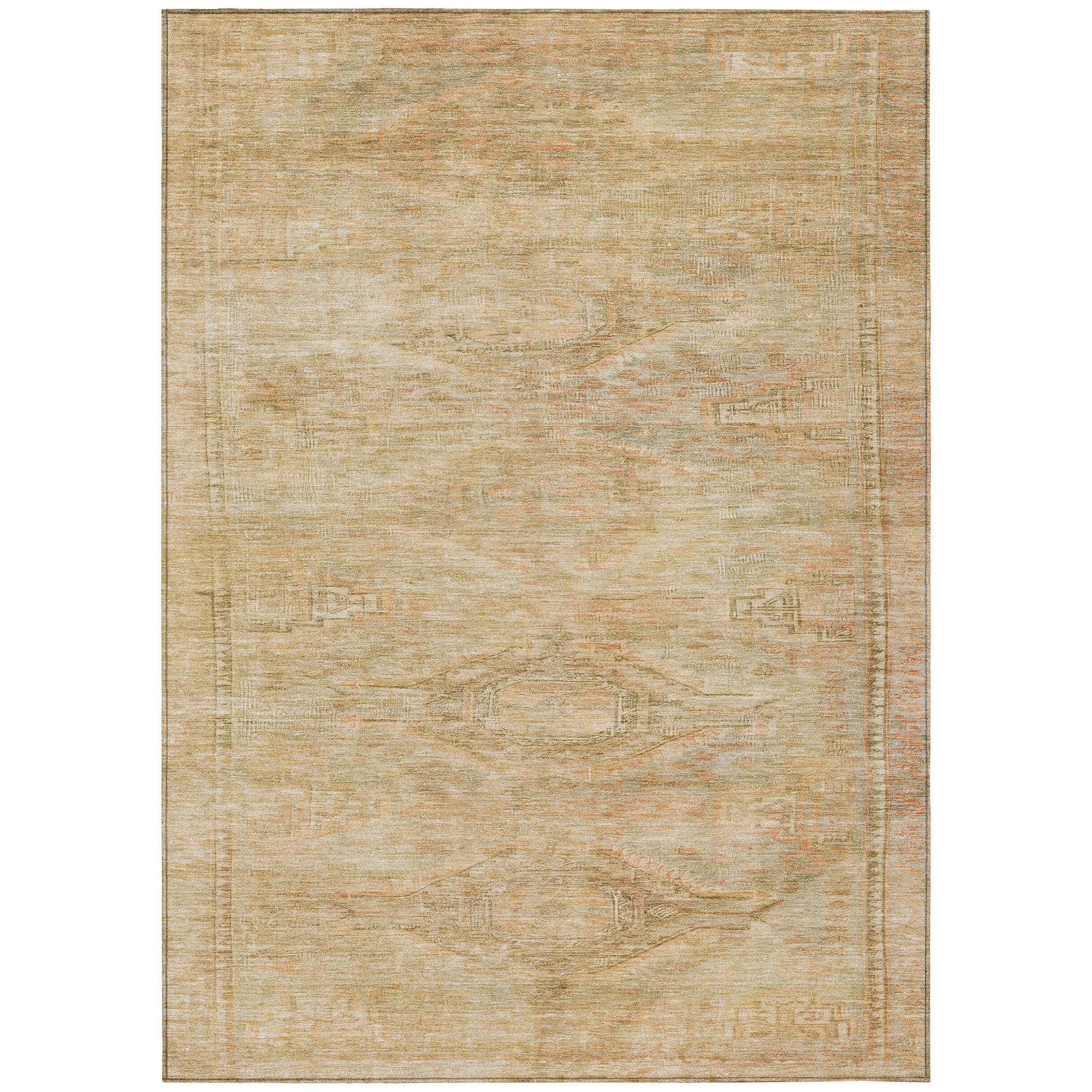 10' X 14' Linen And Wheat Aztec Washable Indoor Outdoor Area Rug - Sports & Outdoor