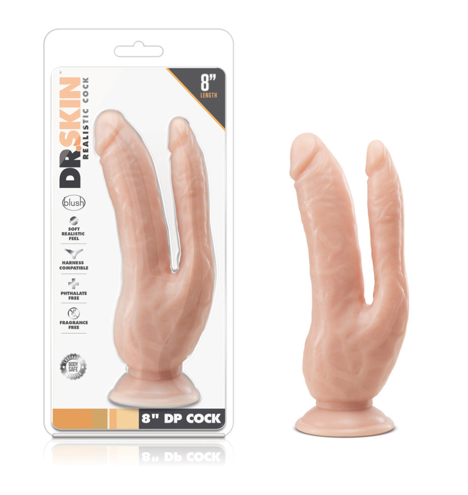 Dr. Skin - 8 Inch Dp Cock - Vanilla - GreatEagleInc