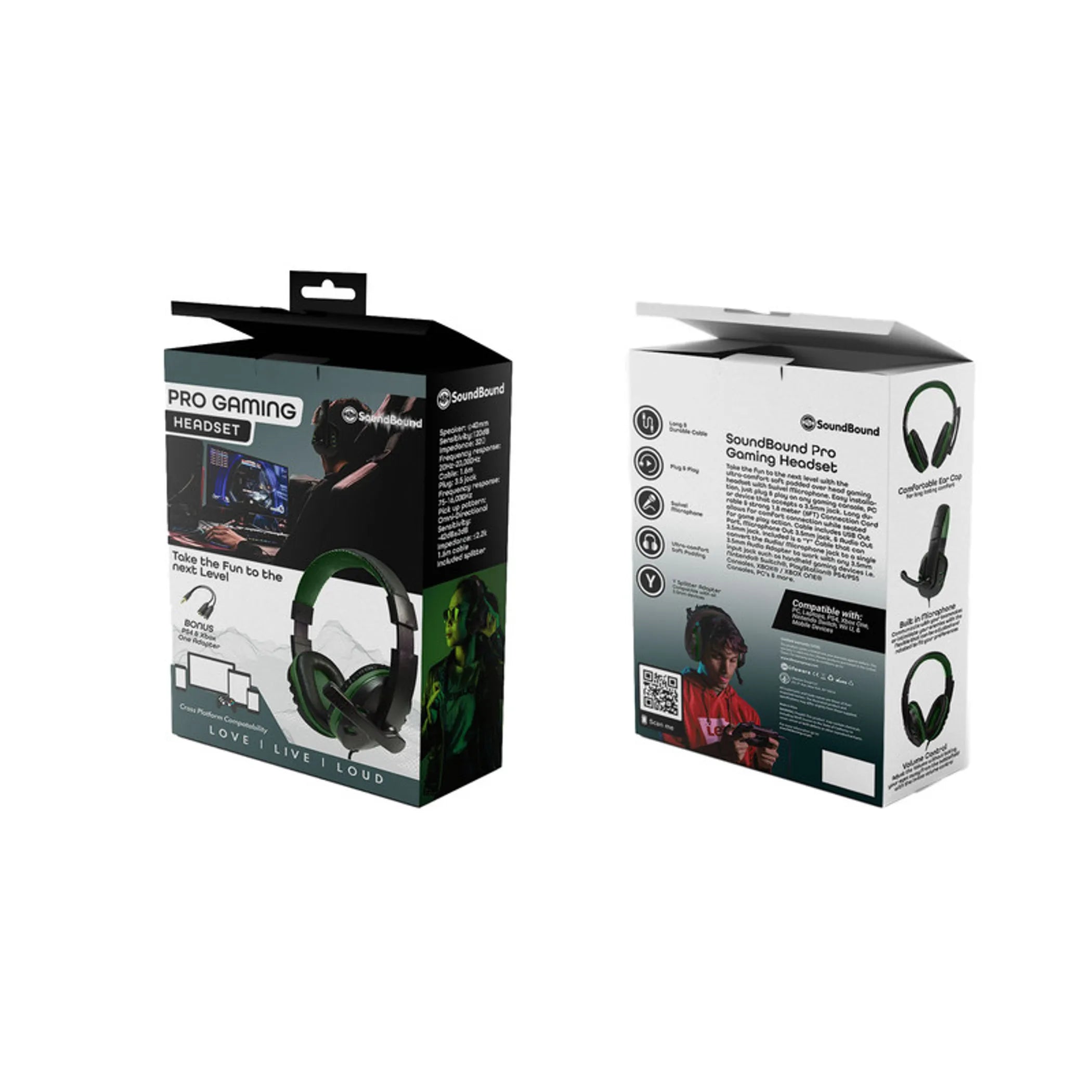 Ultimate Gaming Headphone - Black/Green Soundbound