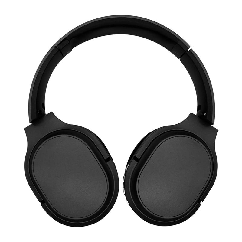 Black Bluetooth Headphone with black soft comfort padding & Chrome Silver Buttons with compact folding design Soundbound