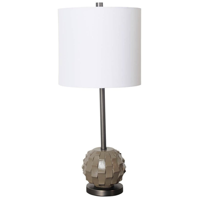 25" Gray Round Bedside Lamp With Drum Shade - Lighting