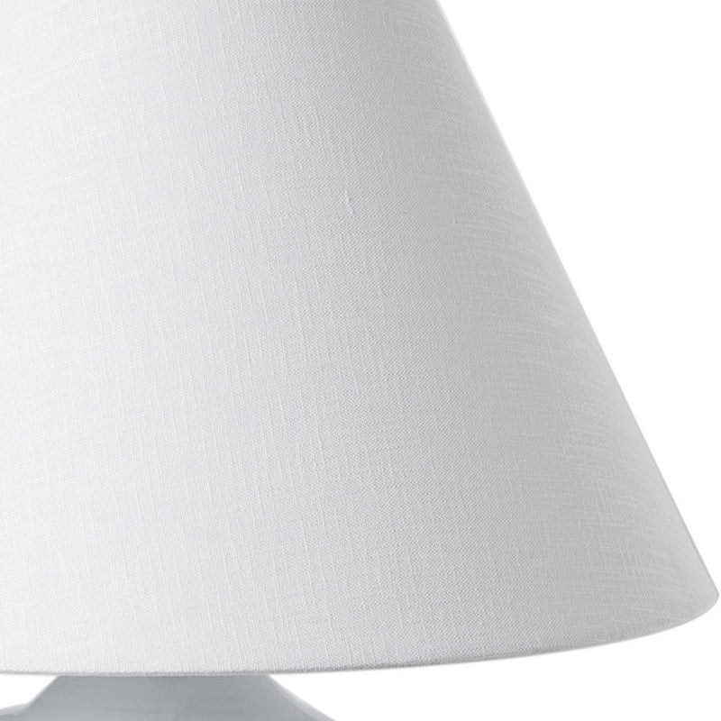 11" White Round Bedside Lamp With Empire Shade - Lighting