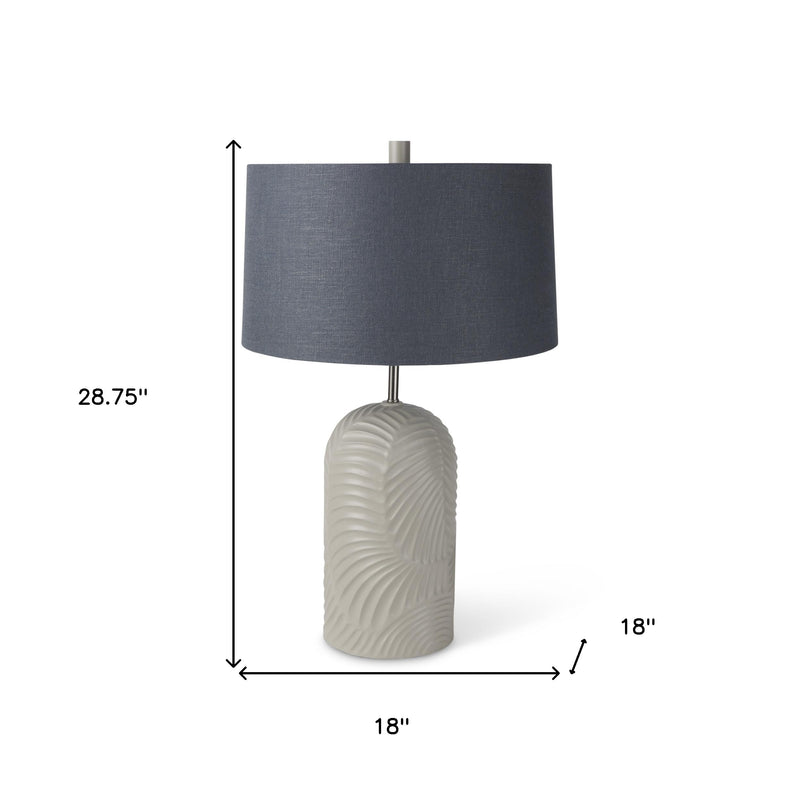 29" Beige Round Bedside Lamp With Drum Shade - Lighting