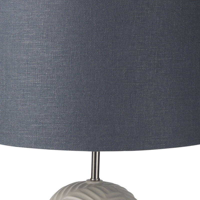 29" Beige Round Bedside Lamp With Drum Shade - Lighting