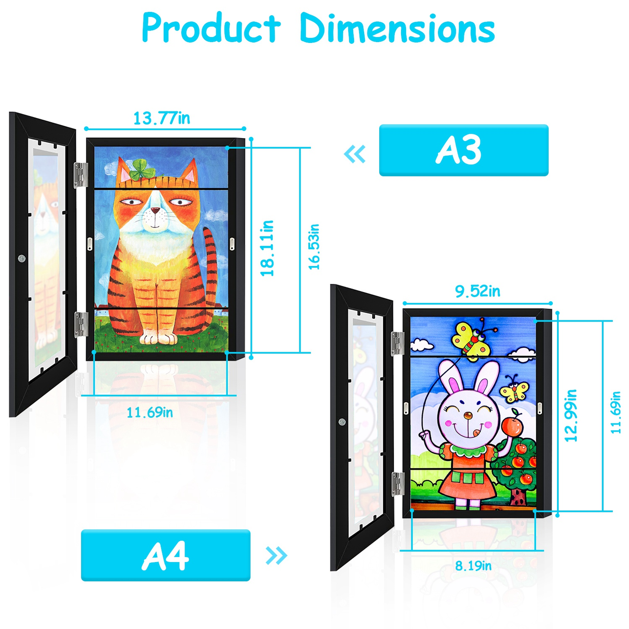 12.99x9.52in Kids Art Frame Front Opening Wooden Frame - 1 - Computers & Electronics