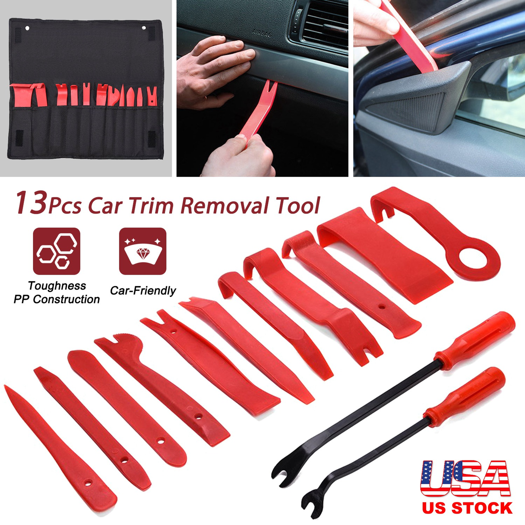 13 Pcs Car Trim Removal Tool Auto Door Panel Clip Dash Plastic Interior - 1 - Home & Garden