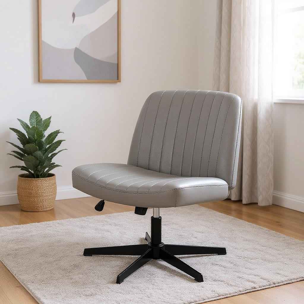 19" Black Tufted Swivel Lounge Chair