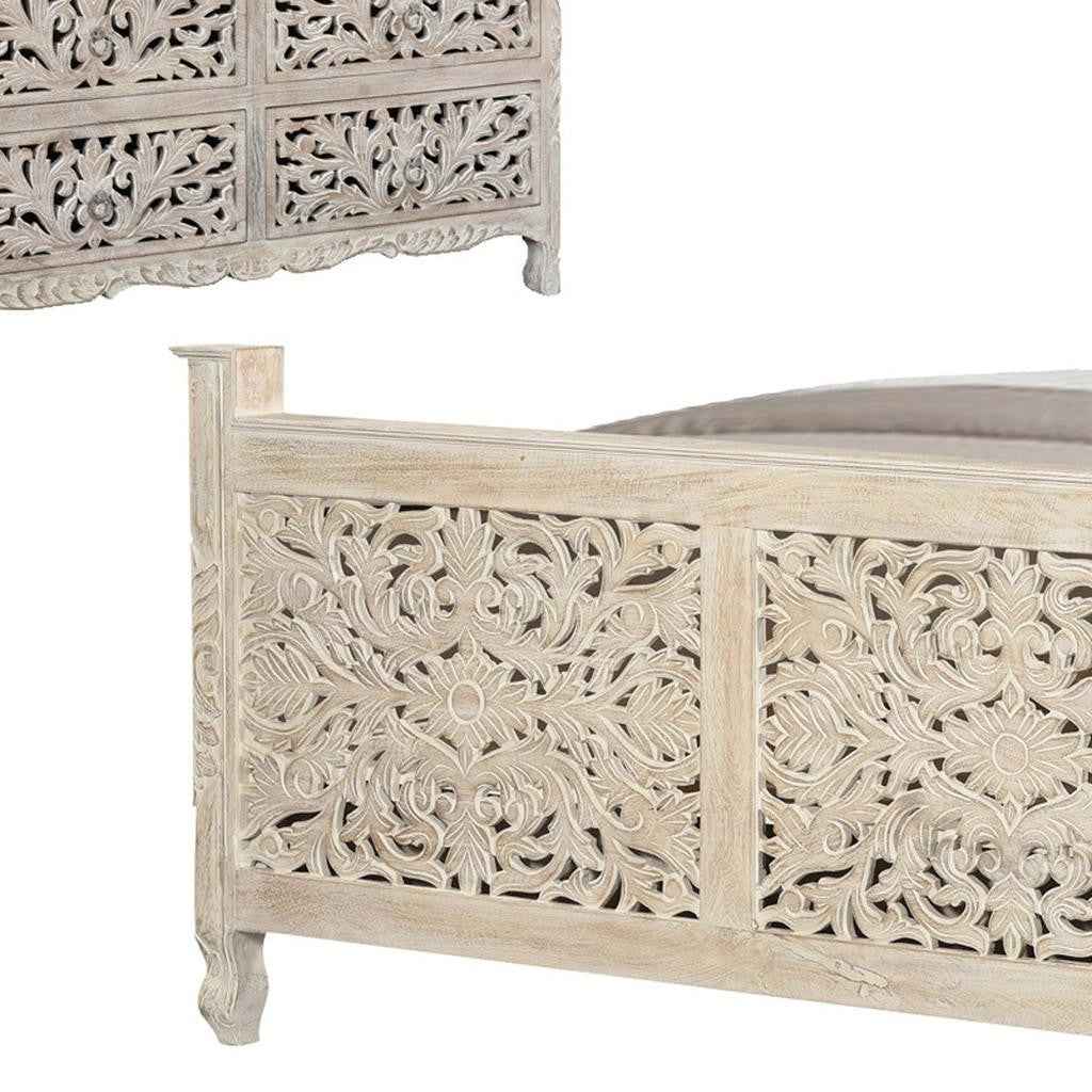 Three Piece White Solid Wood Bedroom Set