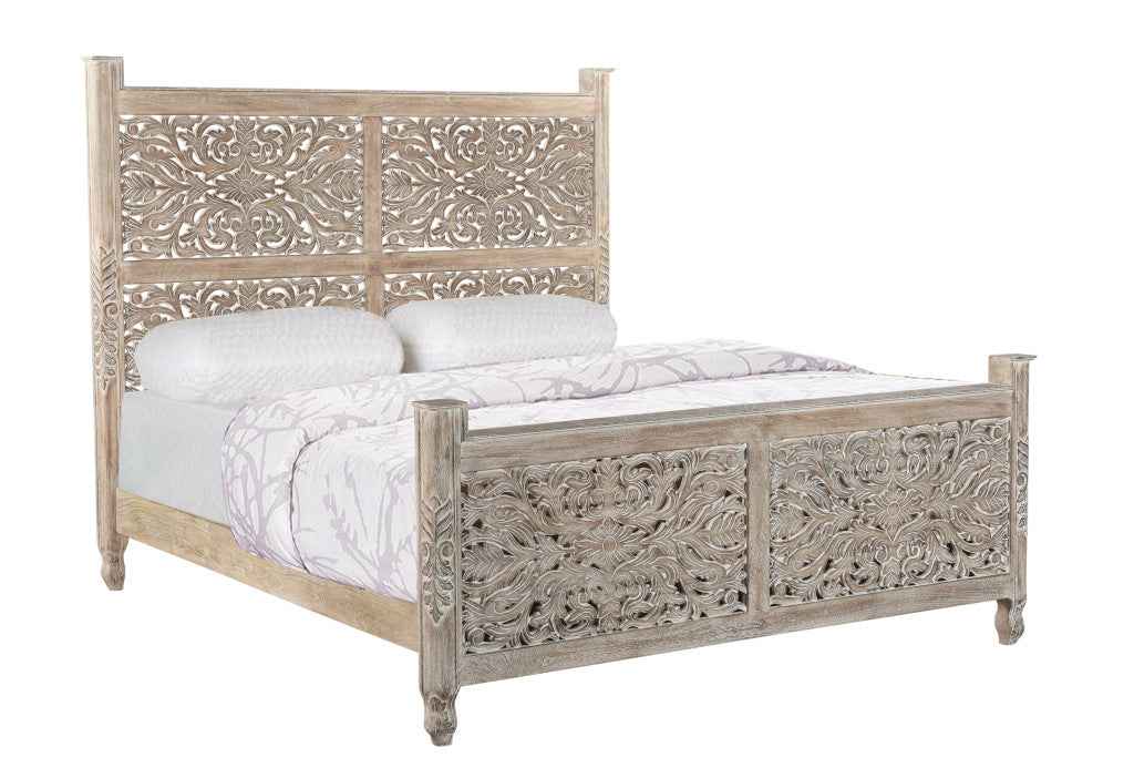 Three Piece Gray Solid Wood Bedroom Set