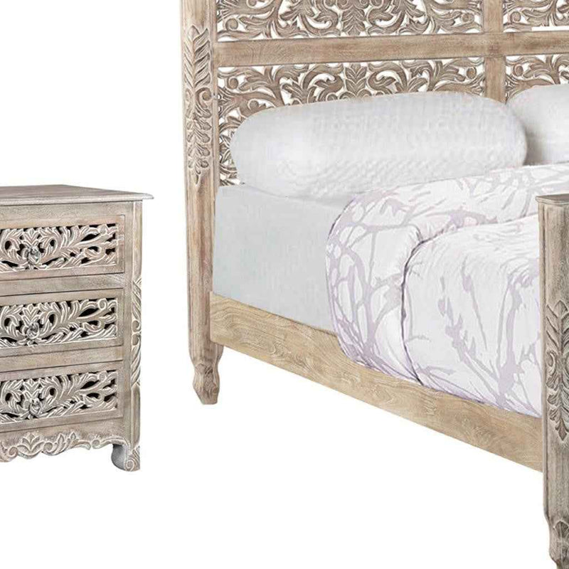 Three Piece Gray Solid Wood Bedroom Set