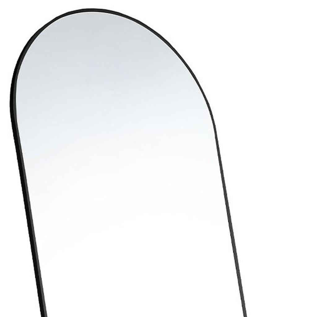 Black Aluminum Arch Freestanding Ornate Framed Accent Mirror
