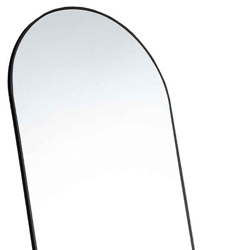 Black Aluminum Arch Freestanding Ornate Framed Accent Mirror
