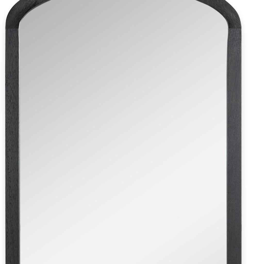 Black Wood Arch Freestanding Ornate Framed Accent Mirror