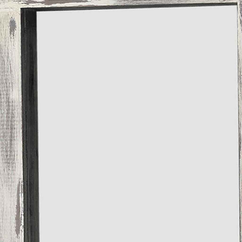 White Wood Freestanding Ornate Framed Accent Mirror