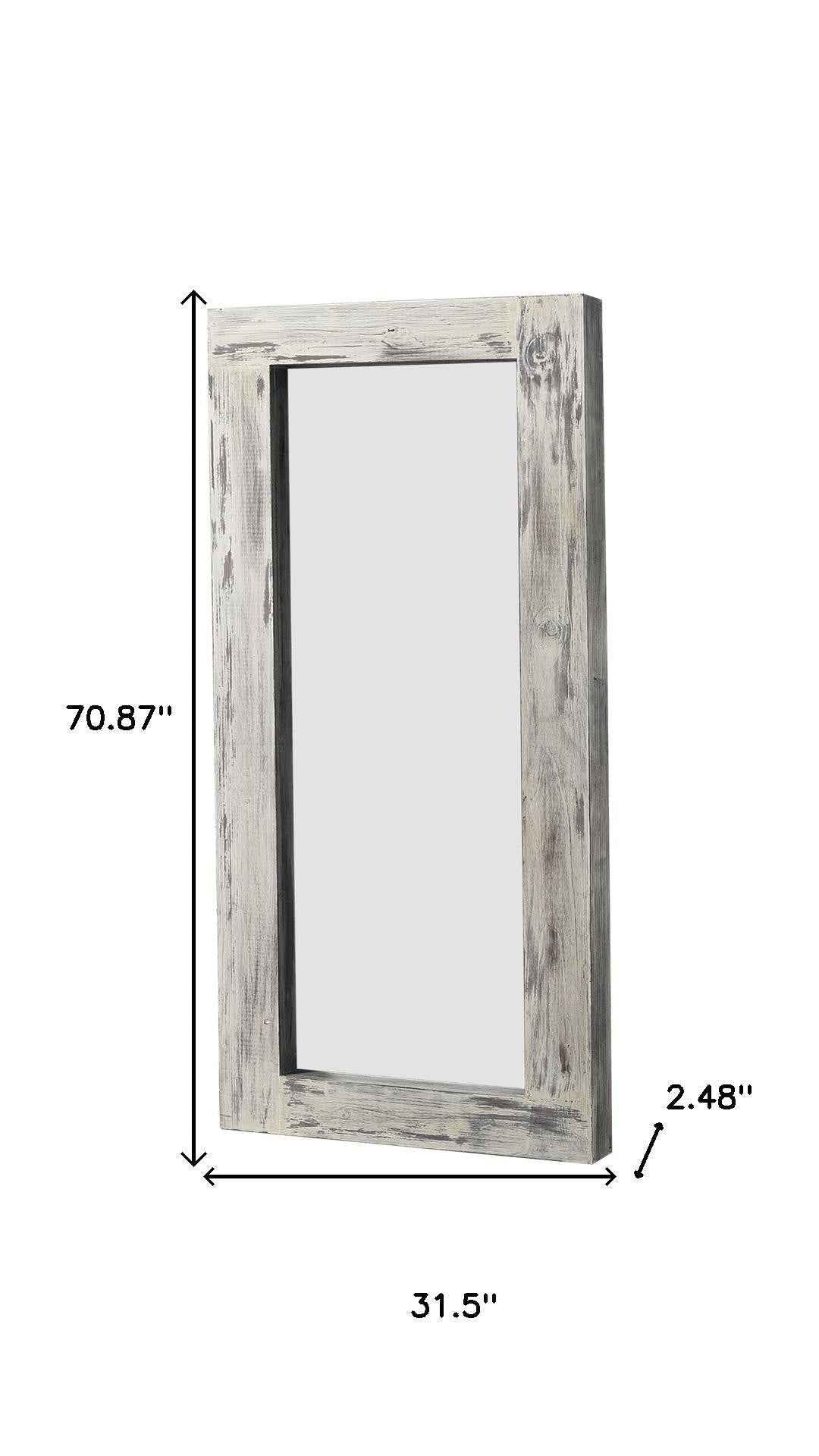 White Wood Freestanding Ornate Framed Accent Mirror
