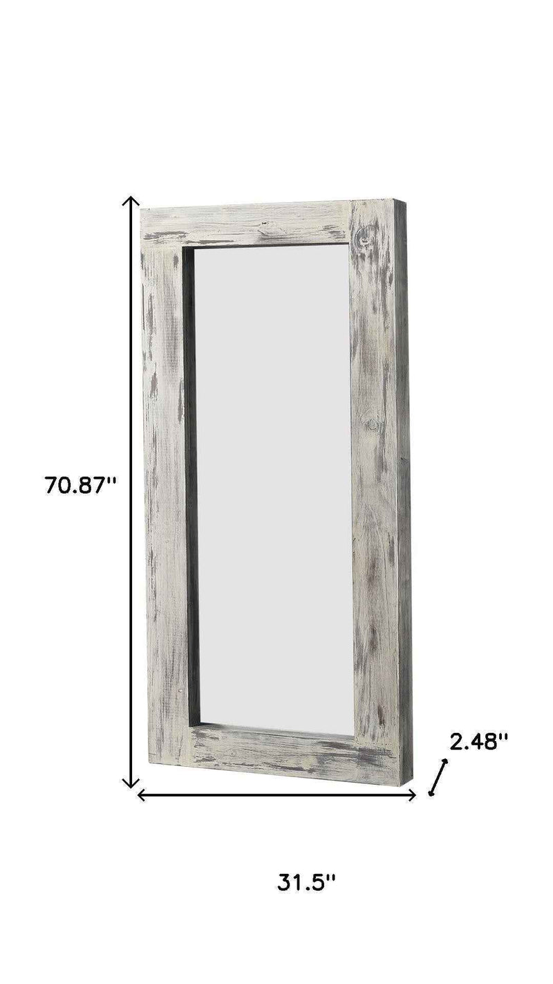 White Wood Freestanding Ornate Framed Accent Mirror