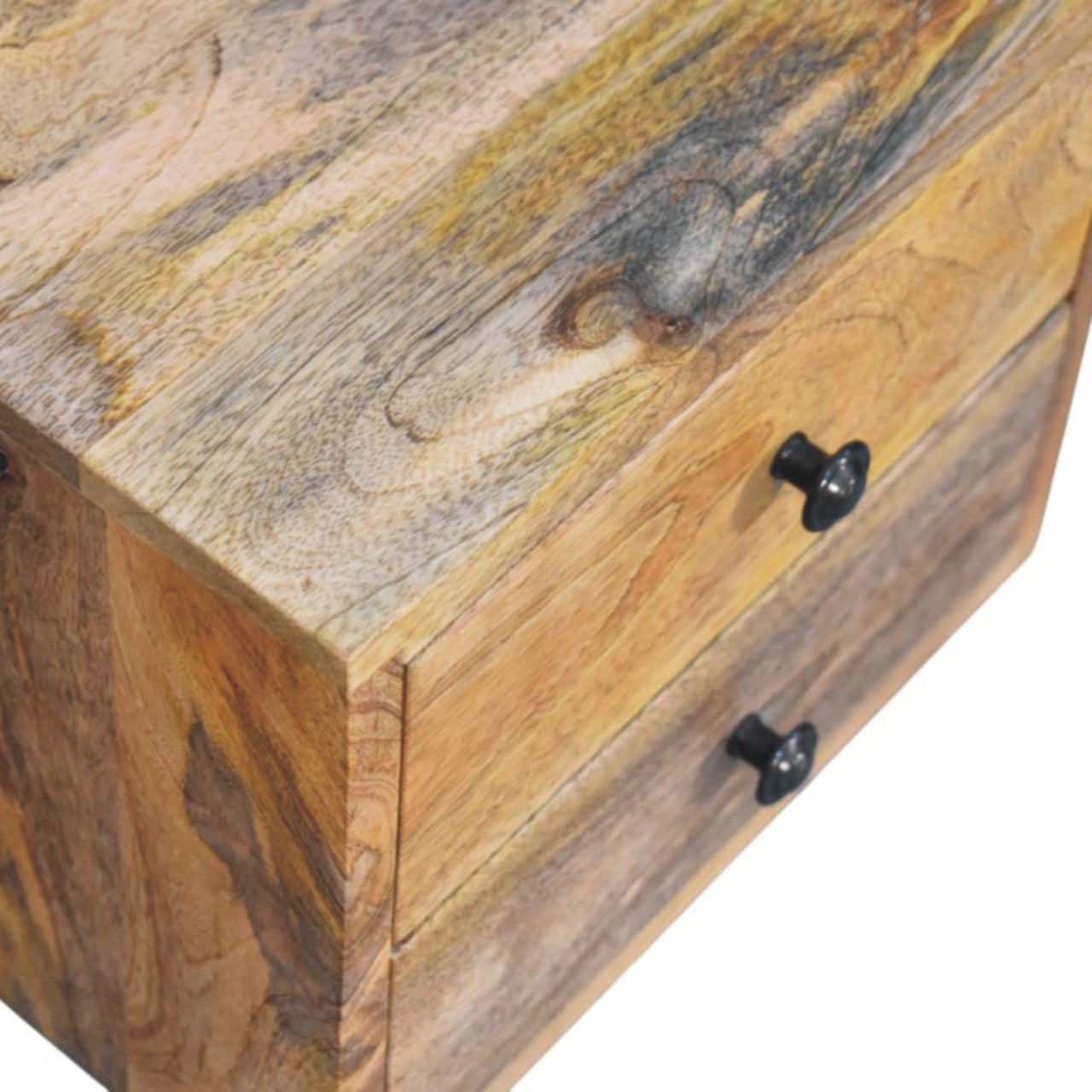 12" Brown Solid Wood Two Drawer Floating Nightstand