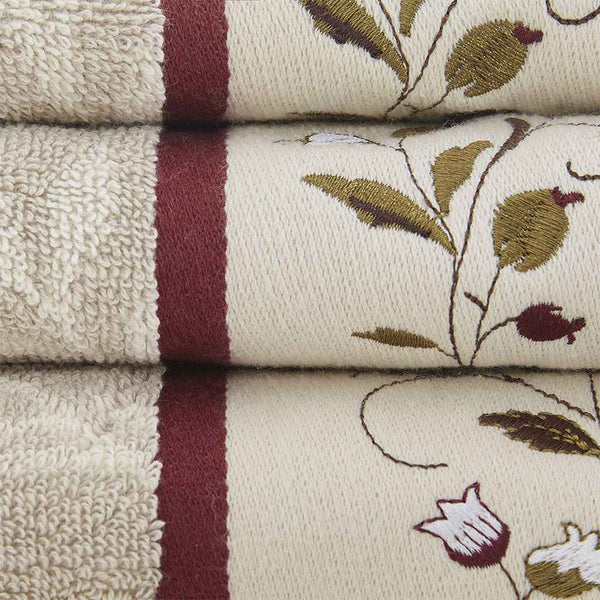 Set of Six Cream Cotton Jacquard Towel Set
