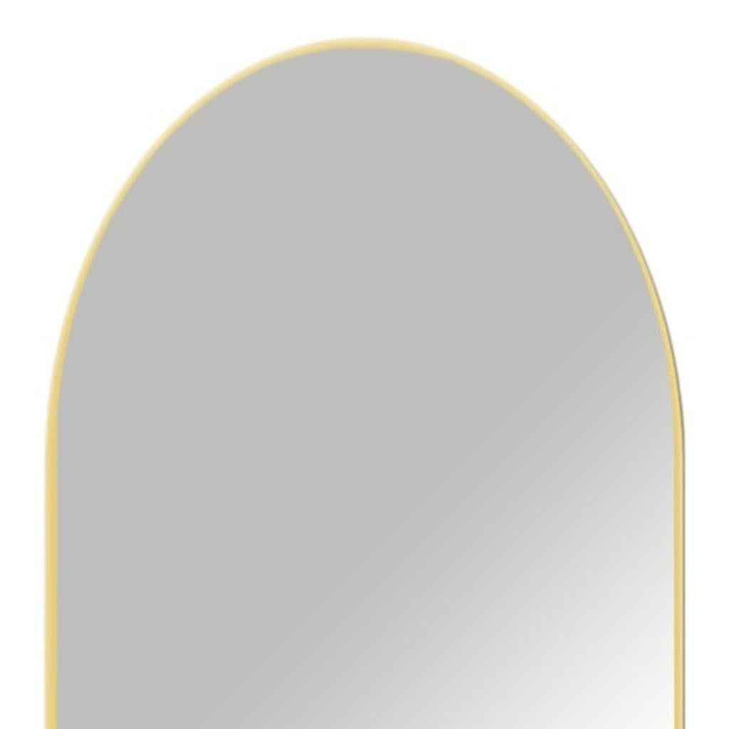 Gold Aluminum Arch Freestanding Ornate Framed Accent Mirror