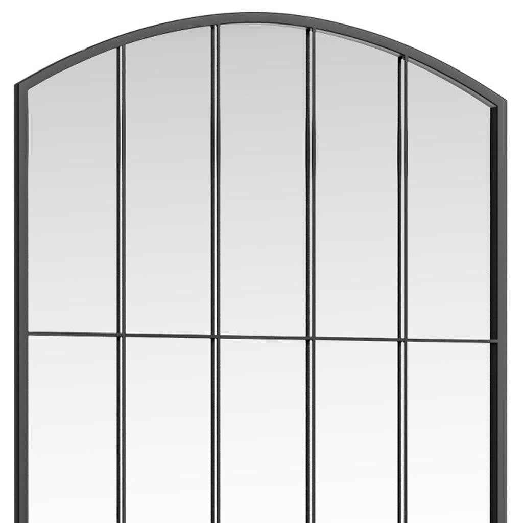 Black Aluminum Arch Freestanding Ornate Framed Accent Mirror