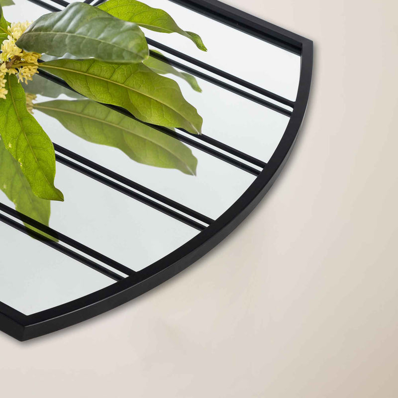 Black Aluminum Arch Freestanding Ornate Framed Accent Mirror