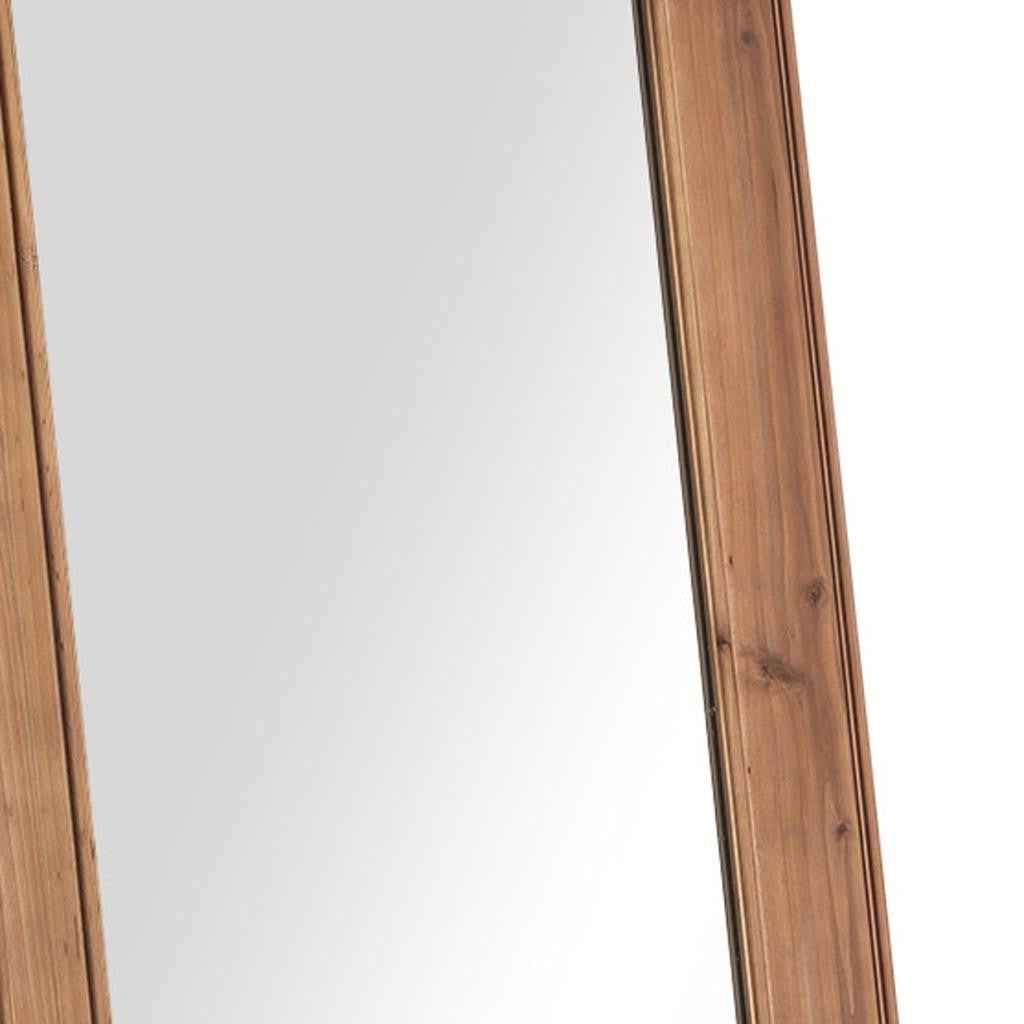 Brown Wood Freestanding Ornate Framed Accent Mirror