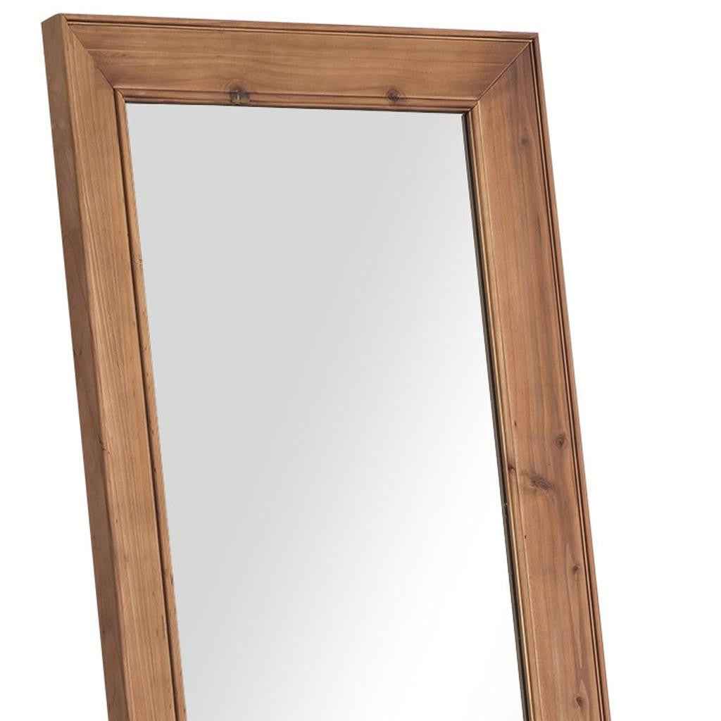 Brown Wood Freestanding Ornate Framed Accent Mirror