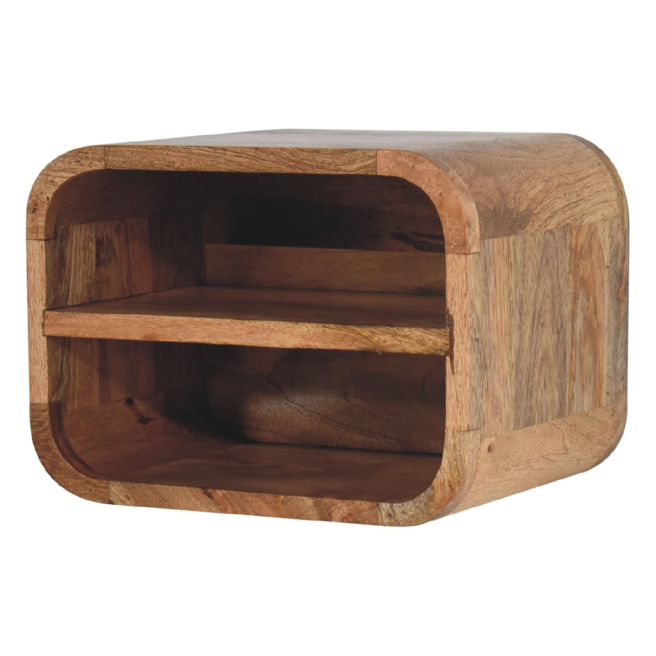 14" Brown Solid Wood One Drawer Floating Nightstand