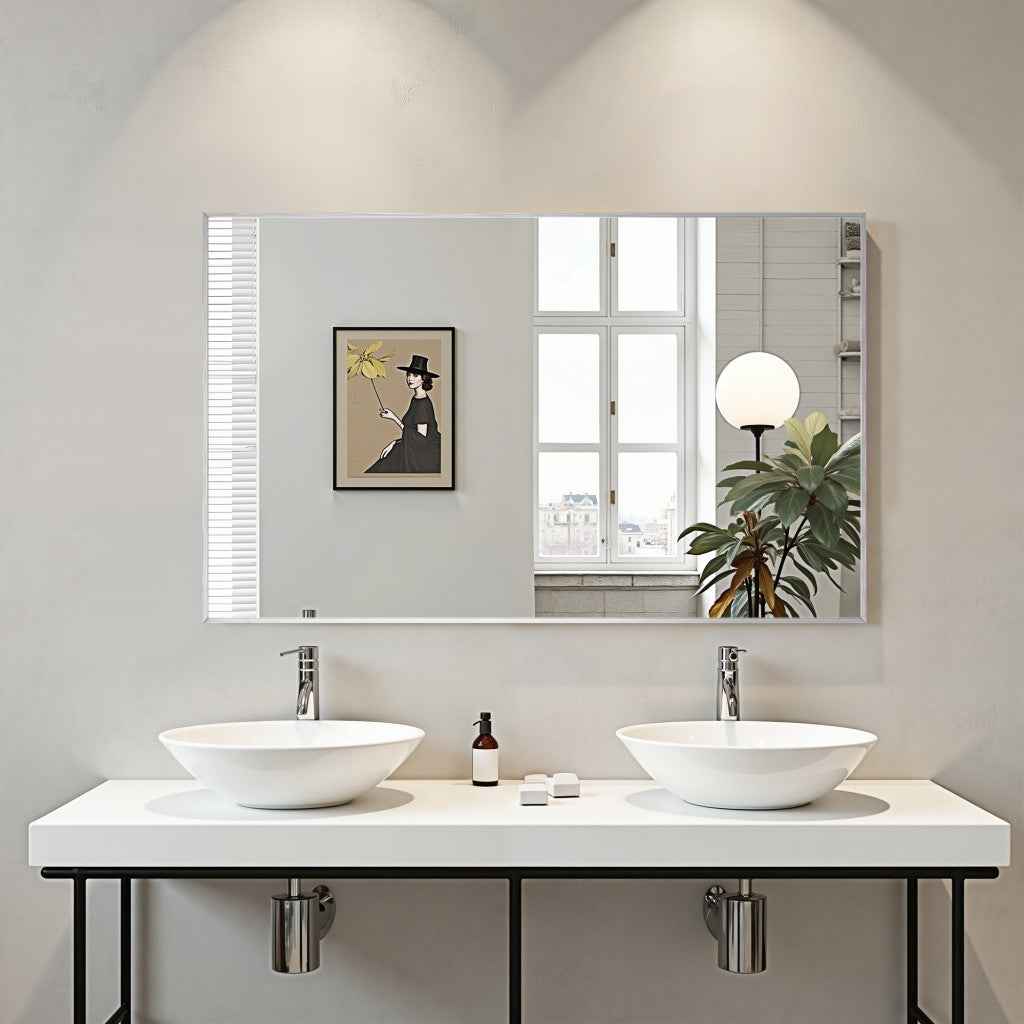 Silver Aluminum Freestanding Ornate Framed Accent Mirror