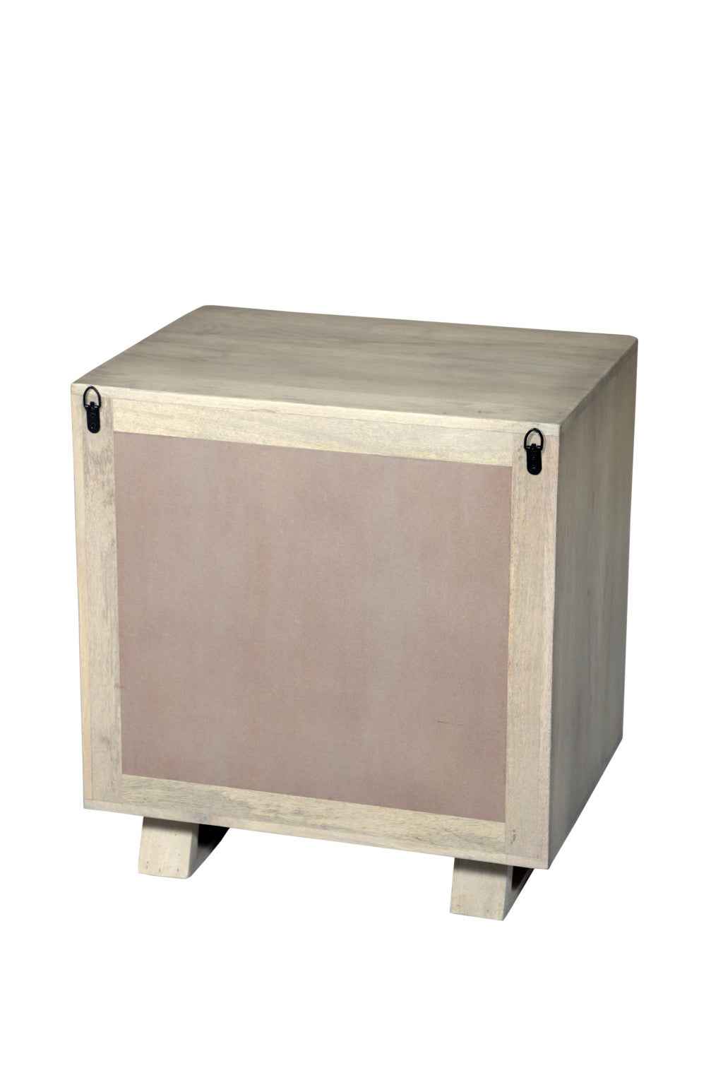 26" Gray Solid Wood Carved Geometric Two Drawer Nightstand
