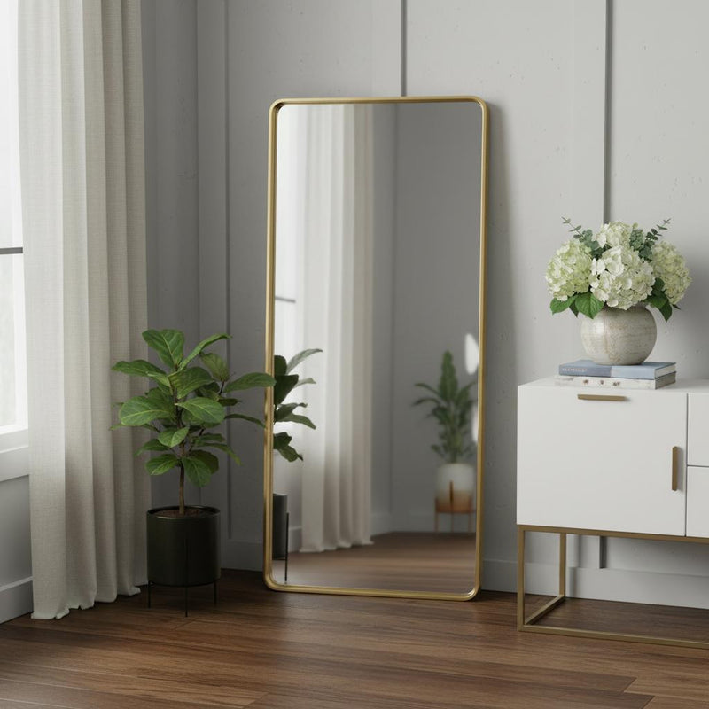 Gold Aluminum Leaning Framed Full Length Mirror