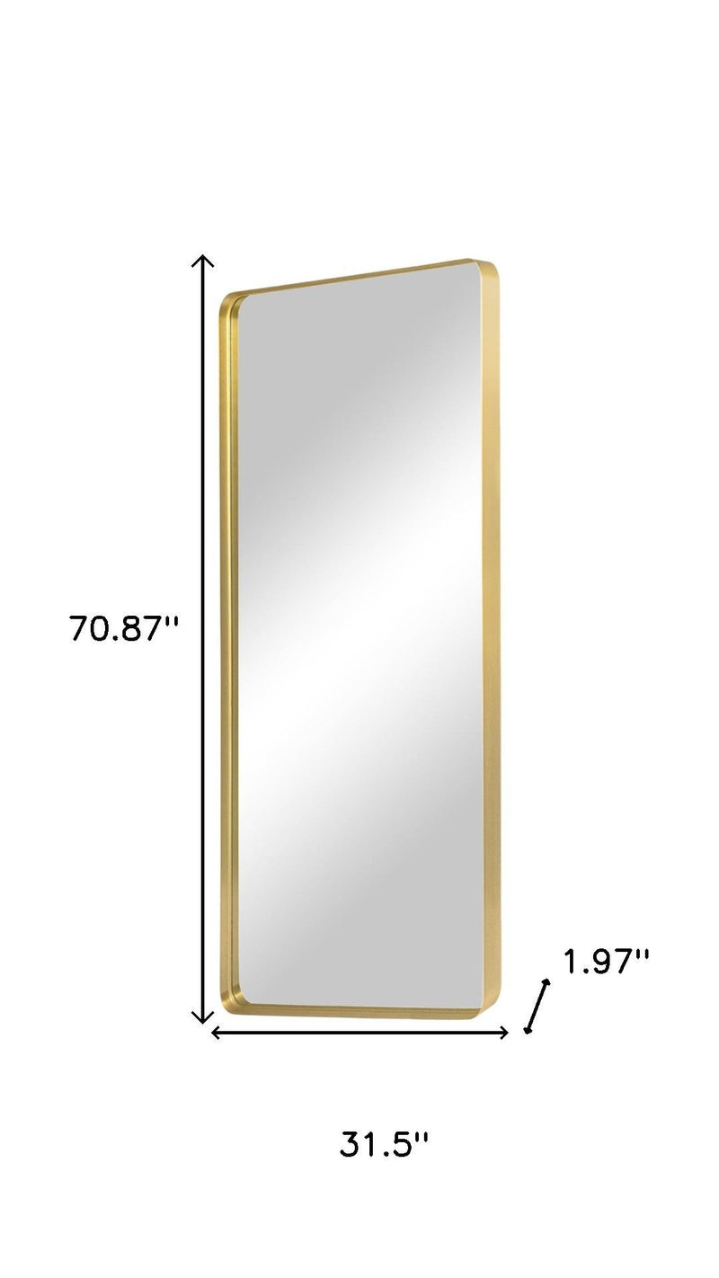 Gold Aluminum Leaning Framed Full Length Mirror