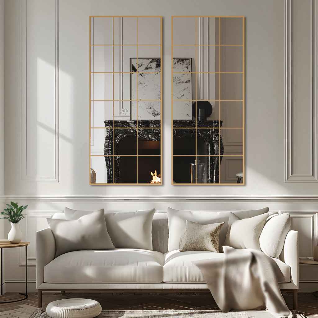 Gold Aluminum Freestanding Ornate Framed Accent Mirror