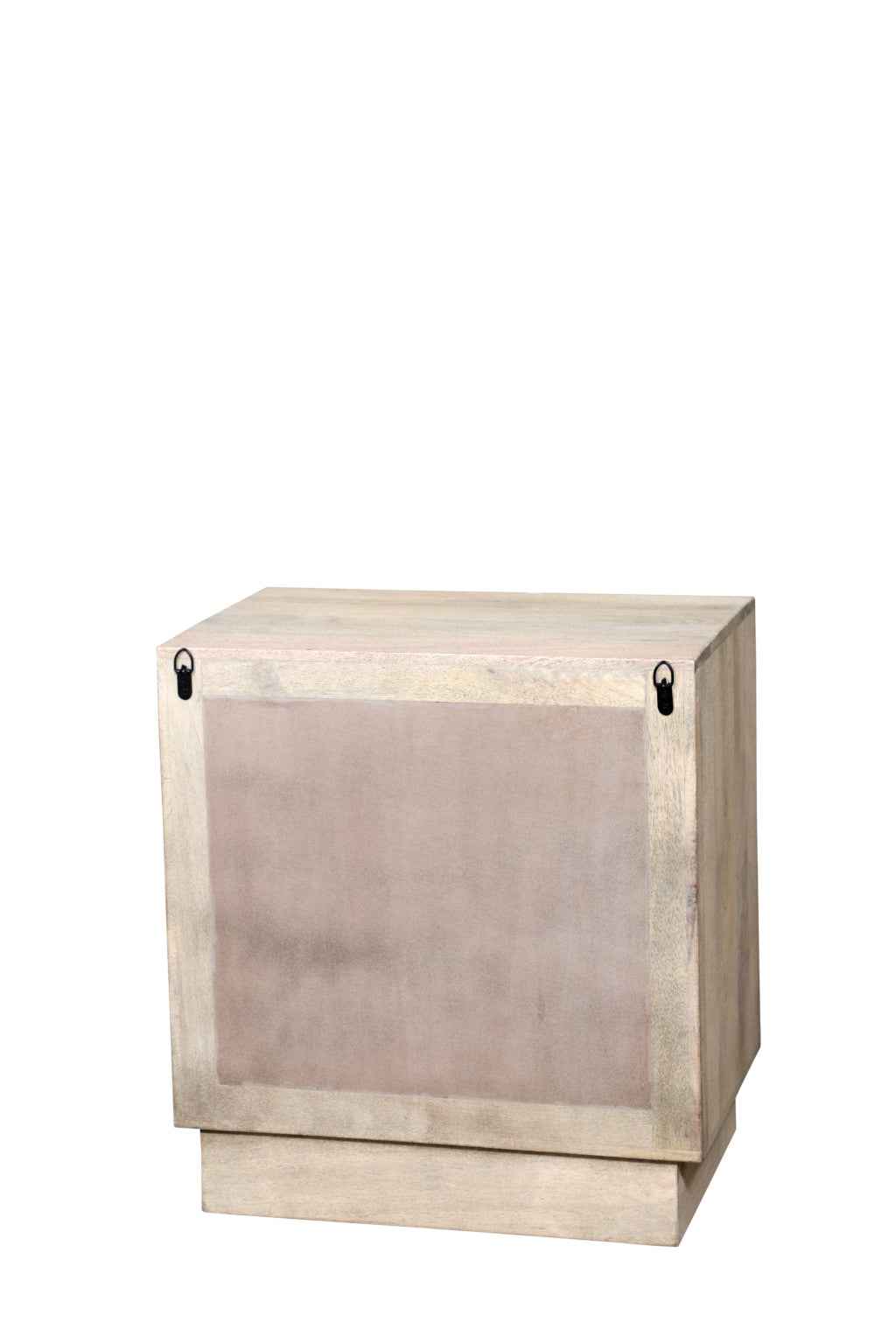 26" Gray Solid Wood Carved Abstract Two Drawer Nightstand